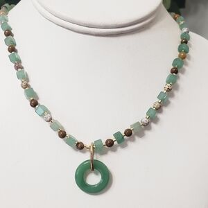 NEW Circle of life 925 STERLING SILVER PENDANT NECKLACE 17" JADE and Agate
